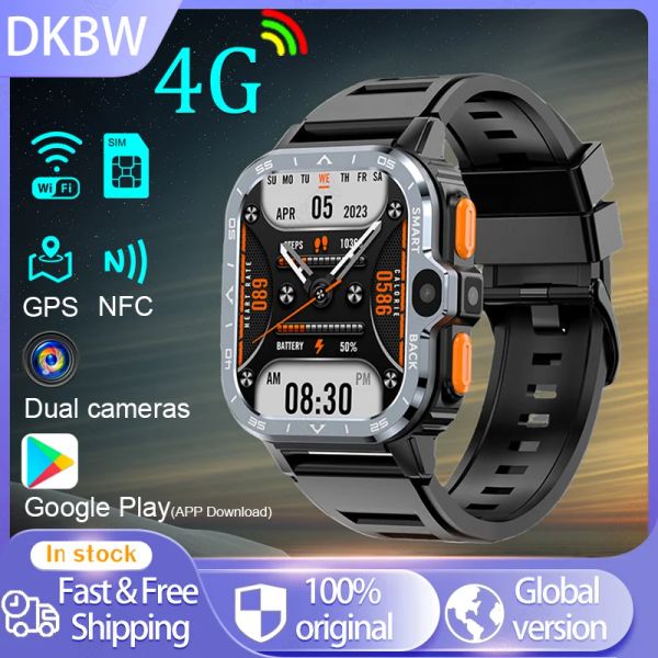 Uhren 4G LTE Wifi SmartWatch Nano SIM Karte GPS NFC Dual Kamera Google Play APP Laden Sie IP67 Herzfrequenz Android Smart Watch für Männer herunter