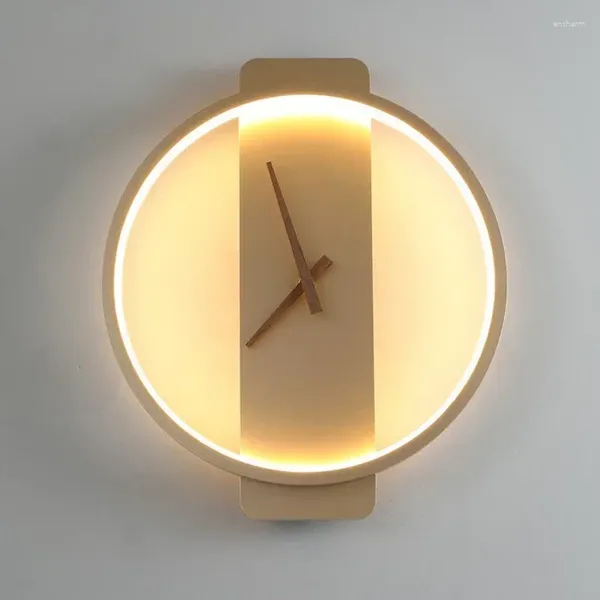 Lâmpada de parede Nordic LED Relógio Lâmpadas Art Design Sconce Criativo Corredor Quarto Fundo Decoração Luz Iluminação