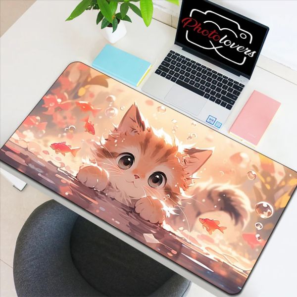 Коврики аниме Xxl коврик для мыши игровые аксессуары мультяшный кот клавиатура коврик для мыши геймерский настольный коврик милый компьютерный офисный шкаф для ПК каваи мыши
