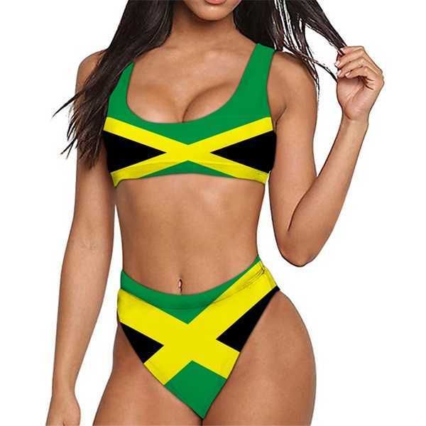 Atacado dropshipping bandeiras jamaicanas impressão adultos verão praia maiô conjunto feminino biquíni quente roupa de banho sexy maduro