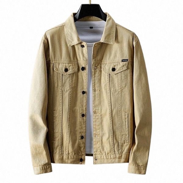 2024 Neue Herbst Winter 100% Cott Jeans Jacken Männer Khaki Denim Mäntel Fi Cowboy Oberbekleidung Denim Jacke Männlich Plus Größe m-5XL q0Zn #