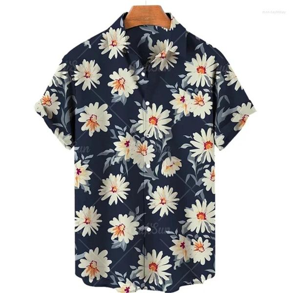 Camicie casual da uomo 2024 Moda Uomo Donna Hawaiian Beach Harajuku Modello di girasole Stampa 3d T-shirt Abbigliamento donna Camicetta a maniche corte