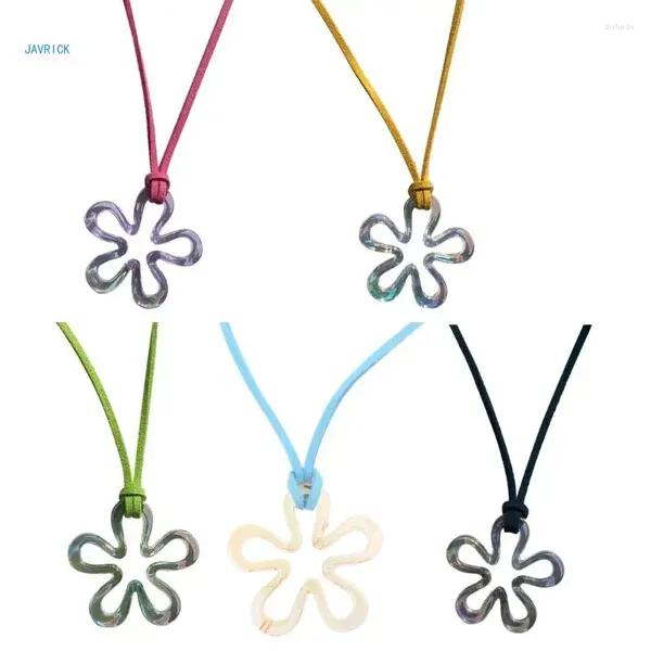 Цепочки с полым цветком, ожерелье с воротником, красочная веревка, колье, модные летние украшения Y2K, простая цепочка на ключицы
