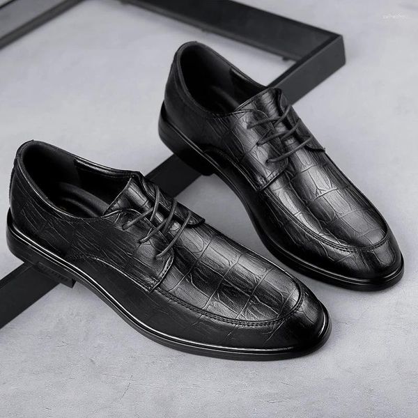 Повседневная обувь 2024, мужские деловые кожаные деловые деловые деловые офисные роскошные дышащие оксфорды