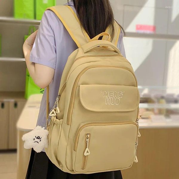Sacos escolares mulheres amarelo nylon mochila feminina bonito saco de viagem na moda menina laptop faculdade moda senhora lazer livro