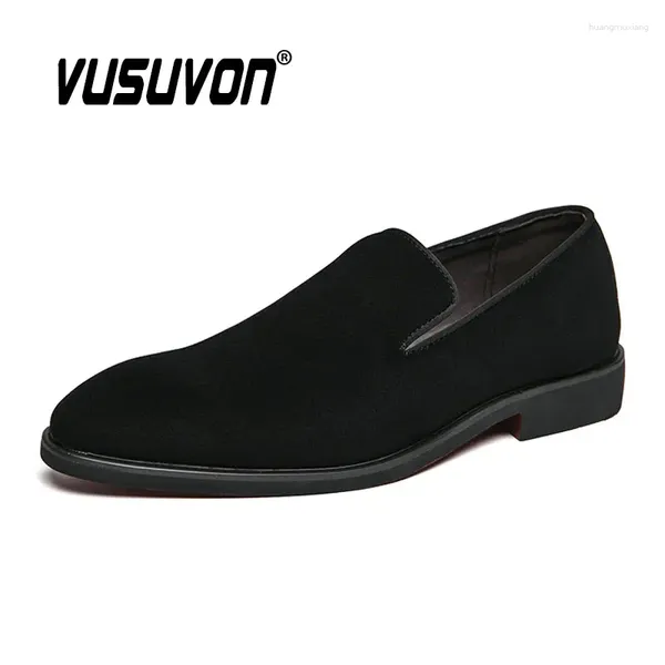 Freizeitschuhe für Herren, Loafer, Kuh-Wildleder, 38–46, große Größe, modische schwarze Slip-On-Flats, klassische formelle Business-Pantoletten