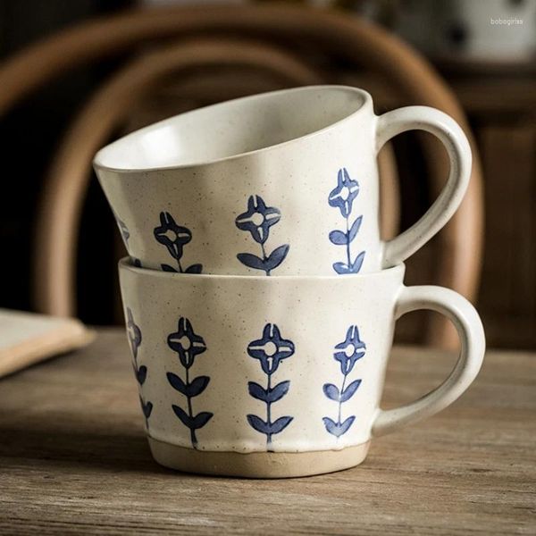 Tazze 1pc Tazza con motivo floreale in ceramica Tazze da caffè Moderna in porcellana da ufficio Tazza da tè al latte per la casa Bicchieri da cucina