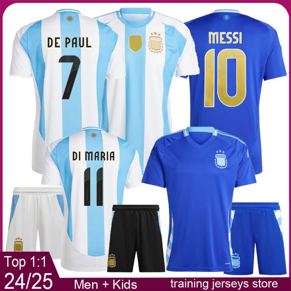 Argentina camisas de futebol masculino crianças kits de futebol 2024 2025 argentina camisa de futebol masculino 24 25 DI MARIA DYBALA meninos camisa de futebol kit AGUERO L.MARTINEZ camisas