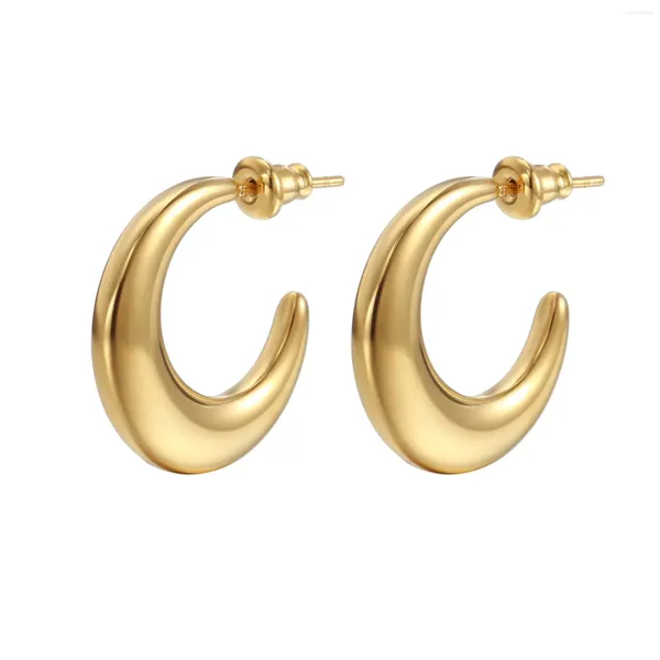 Brincos de argola círculo de aço inoxidável para mulheres dourado grande e grosso acessórios de joias de moda