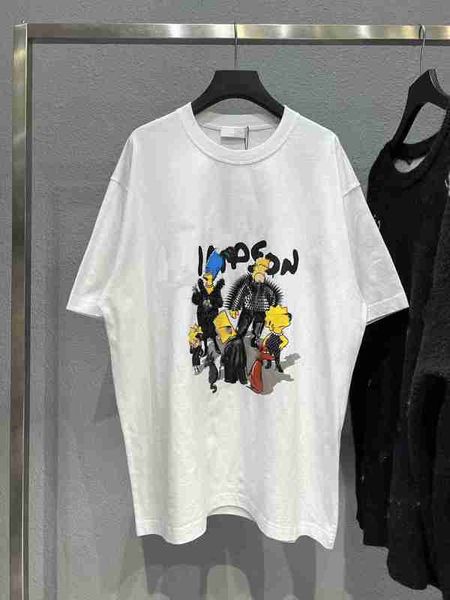 Designer Versione alta della moda B Simpson manica corta tessitura regolare e tintura puro cotone, morbida e confortevole, T-shirt da coppia spessa OACU