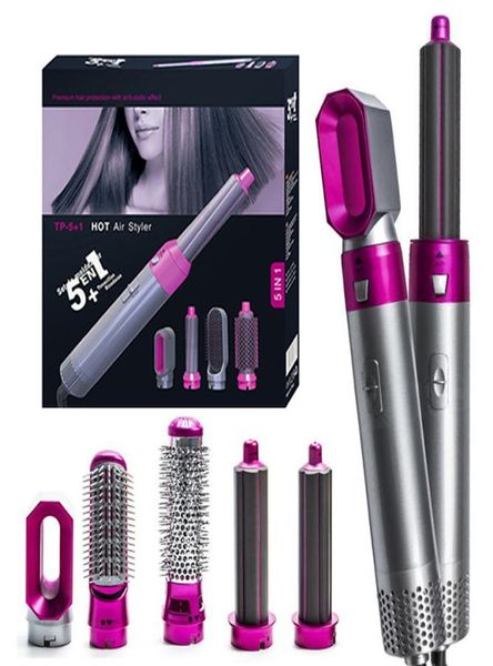 Фен 5 в 1 Многофункциональная щипцы для завивки волос Расческа Air Styler Бигуди Выпрямляющие щипцы для завивки волос Щетка для укладки Tool4455924