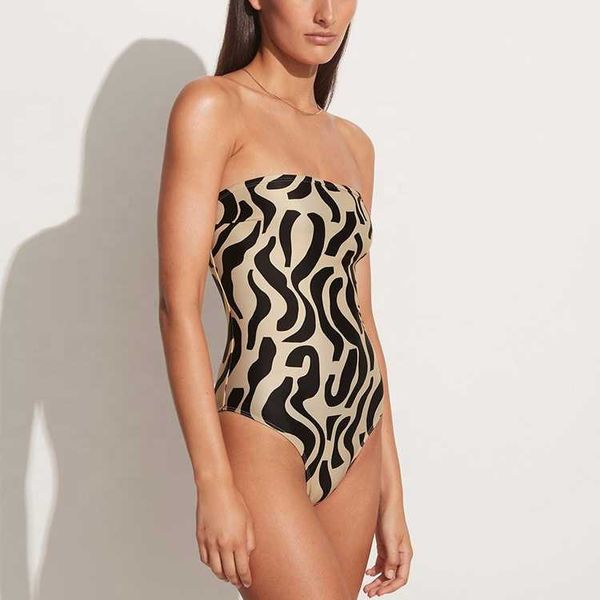 Venda quente design personalizado menina sexy sem alças maiô uma peça de banho praia biquíni