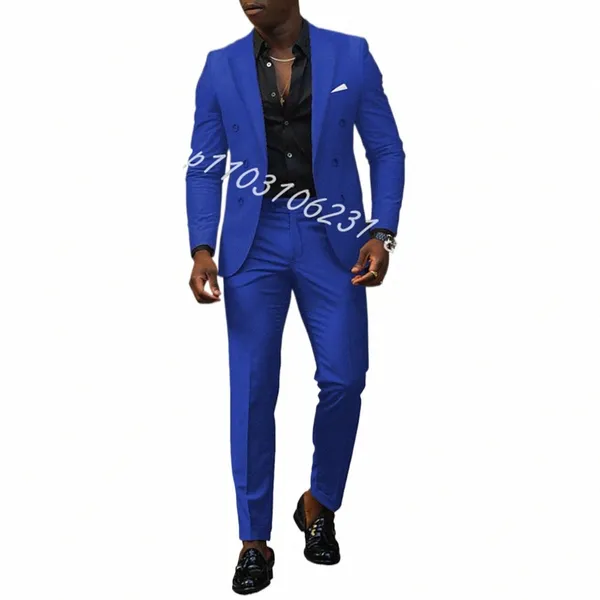 Zweireiher Hochzeit Herren Anzüge Benutzerdefinierte Slim Fit Bräutigam Smoking Revers Männlich Blazer 2 Stück Jacke Hosen Kostüm Homme S1LY #