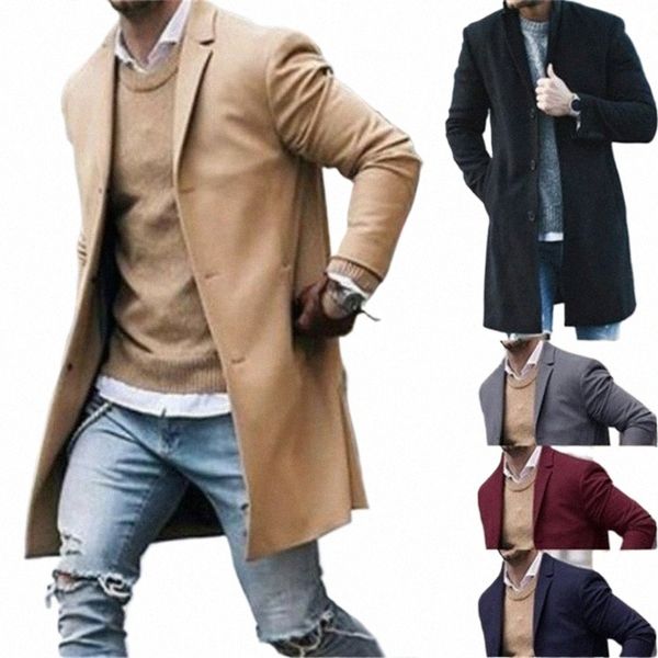 Männer Busin Windjacke LG Jacken Trenchcoats Casual 2023 Frühling Herbst FI Busin Anzug Streetwear Schwarz Grau Blazer H9Jp #