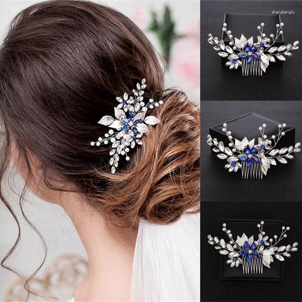 Fermagli per capelli Perle di fiori di cristallo Foglie pettini Viti Fascia per le donne Accessori da sposa per gioielli Fasce per capelli con strass