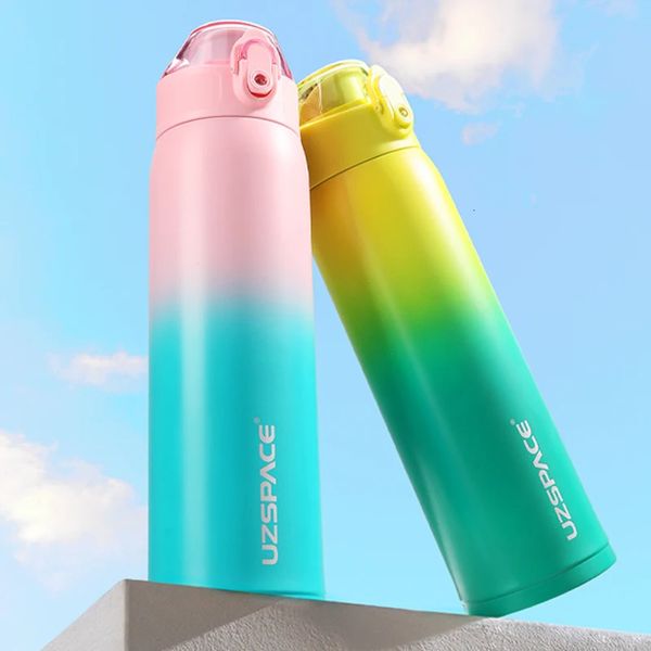 Thermoskanne Doppelvakuum Sportwasserflaschen aus Edelstahl 316 für Mädchen, tragbar, auslaufsicher, hält Kälte und Wärme 240325
