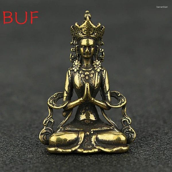 Estatuetas decorativas buf cobre estátua de buda decoração metal deus decoração para casa presente artesanal budismo escultura ornamentos