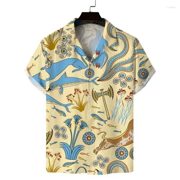 Herren Freizeithemden Löwe Vögel Hawaiihemd Männer Frauen Sommer Strand Urlaub Kurzarm Tops Street Button T 3D-Druck Tier Revers Bluse