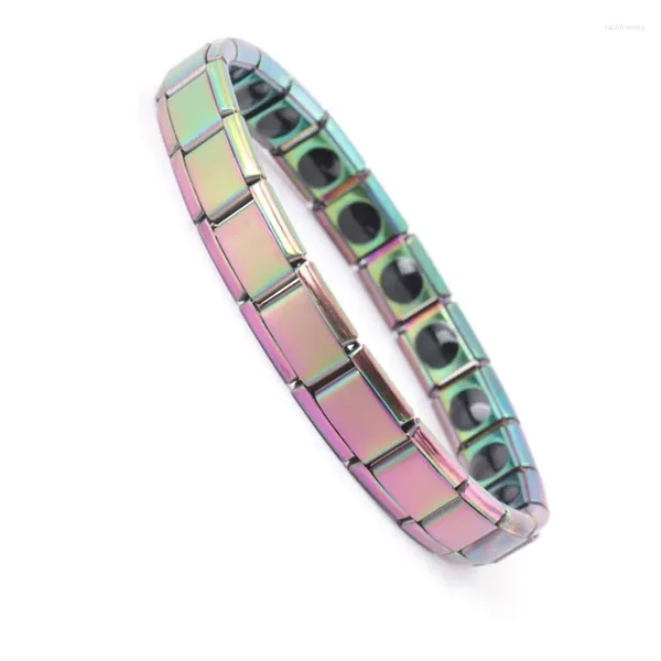 Braccialetti a maglie Bracciale con ciondoli italiani colorati in acciaio inossidabile Catena magnetica al germanio per gioielli sanitari da donna