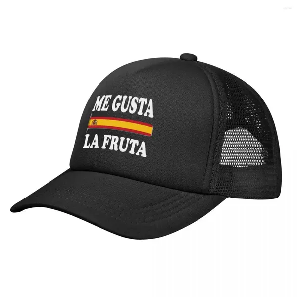 Ballkappen Männer Frauen Me Gusta La Fruta Trucker Hip-Hop Mesh Baseball Cap Ich mag Früchte Spanische Meme Hüte Sonne Atmungsaktives Golf