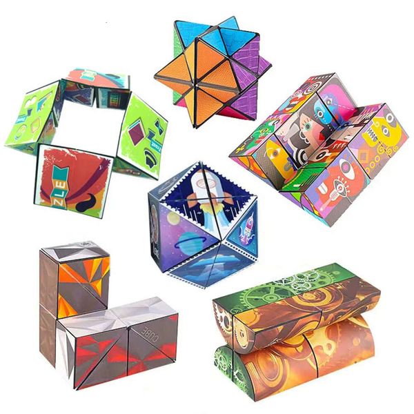 Nuovo straordinario 3D Magic Fidget Toys Varietà Forma geometrica Modificabile Decompressione Vibrazione a mano Cubo di puzzle per bambini