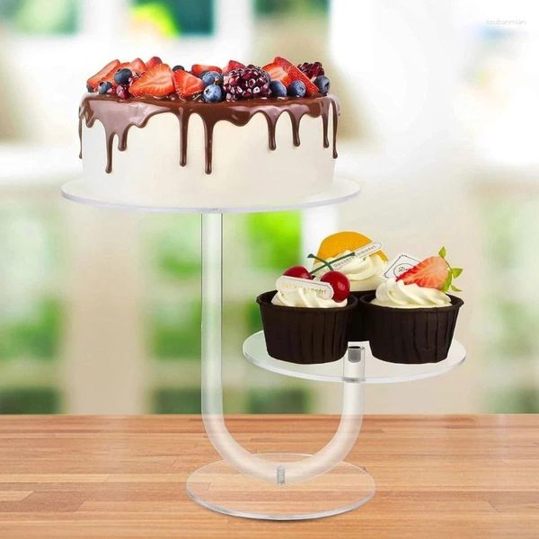 Küche Lagerung Elegante 2 Tierd Kuchen Halter Acryl Display Stand Cupcake Präsentation Rack Für Hochzeiten Und Partys Dessert Drop