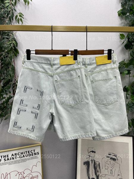 Мужские джинсы, лето 2024, джинсовые шорты с нашивками и вышивкой высокой плотности для мужчин и женщин