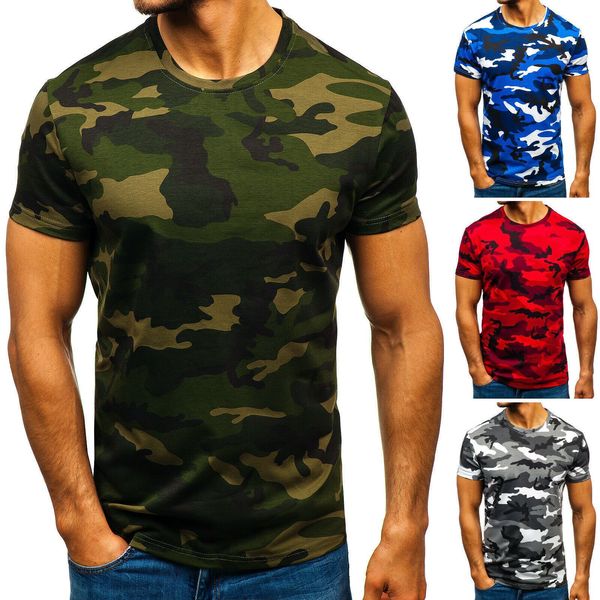 Nova moda de verão camuflagem t-shirt homens casuais o-pescoço algodão streetwear camiseta homens ginásio manga curta tshirt tops g008 cy200515