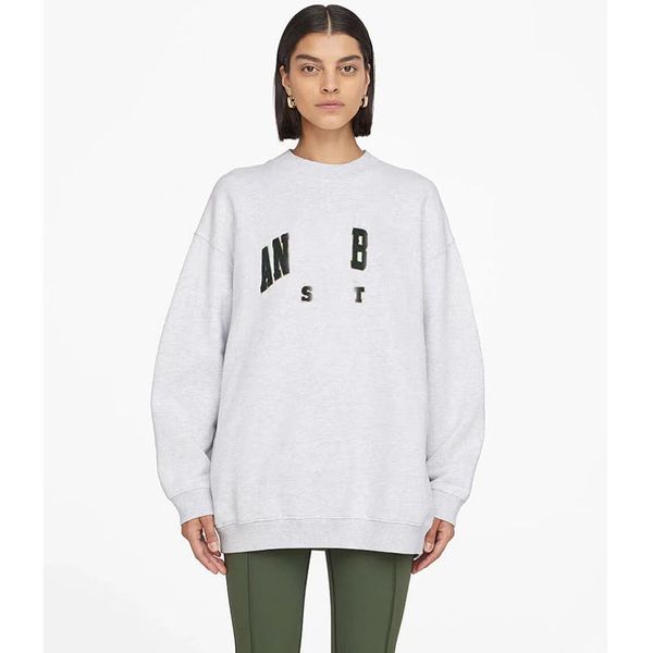 Damen-Kapuzenpullover, Damen-Sweatshirt mit klassischem Alphabet, Handshake-Stickerei, besticktem Buchstaben, gefüttertem Fleece-Sweatshirt mit Rundhalsausschnitt