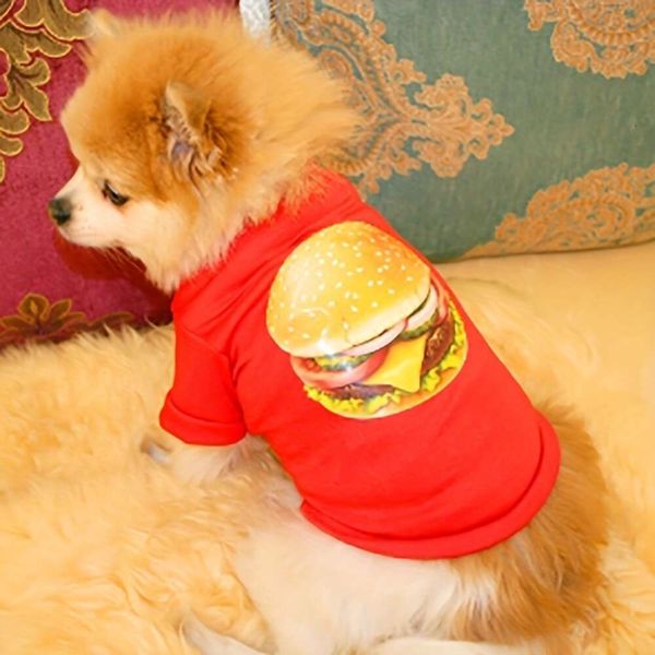 1 maglietta per cani con grafica Hamburger, pullover per animali domestici per cani di piccola taglia, nuova maglietta per cuccioli