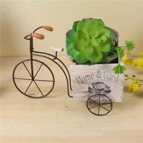 NEU 2024 1PC Chic Handy nützliche Blumenkolpe Pflanze Pot Macetas Gartenzubehör Holz Fahrrad Design Ornament für Heimblumengarten