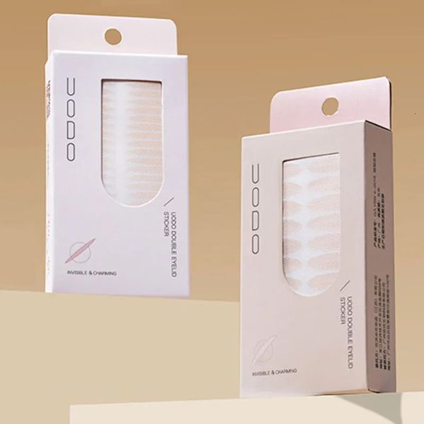 UODO Double Eyelid Tape Sticker Invisible Fold Eyelid Lace Paste Clear Beige Stripe Selbstklebendes natürliches Augen-Make-up-Tool 120 Stück 240318