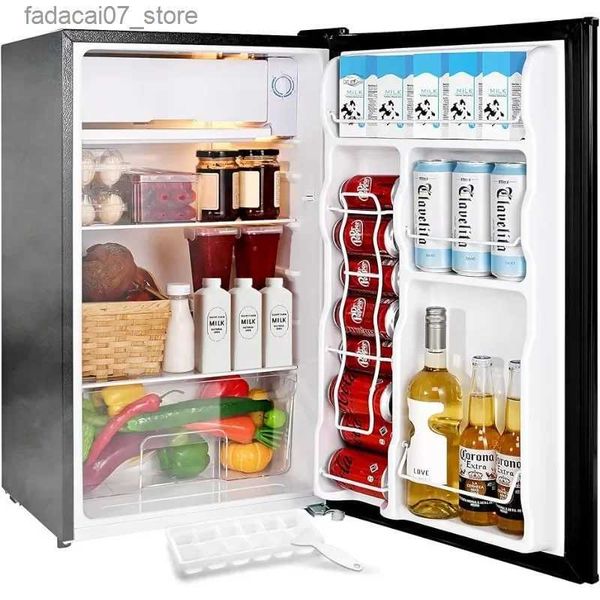 Kühl- und Gefrierschränke EUHOMY 3.2 Cu.Ft Mini-Kühlschrank mit Gefrierfach, Einzeltür, kompaktes Kältemittel, LED-Leuchten, einstellbarer Thermostat, Mini-Kältemittel Q240326