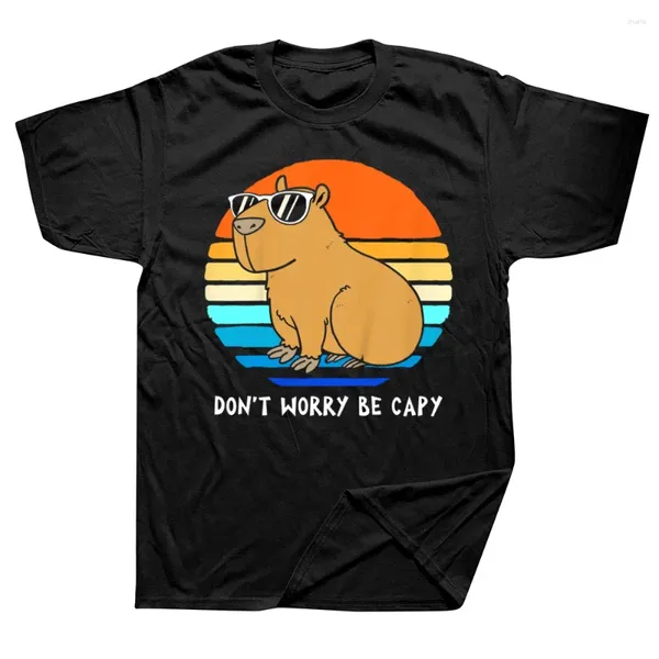 Männer T Shirts Retro Lustige Capybara Keine Sorge Capy Grafik Baumwolle Streetwear Kurzarm Geburtstag Geschenke T-shirt Herren Kleidung