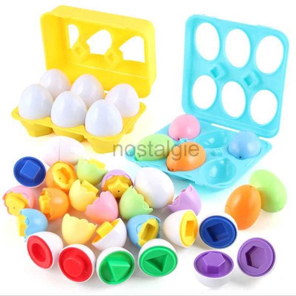 Intelligenzspielzeug Montessori-Eier 3D-Puzzlespielzeug für Kinder Bildungslern-Mathespielzeug Kinder Farbe Form Erkennen Übereinstimmung Osterei 24327
