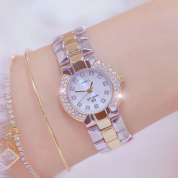 Frauen Luxus Marke Uhr Kleid Silber Gold Frauen Armbanduhr Quarz Diamant Damen Uhren Weiblichen Uhr Bayan Kol Saati 240320