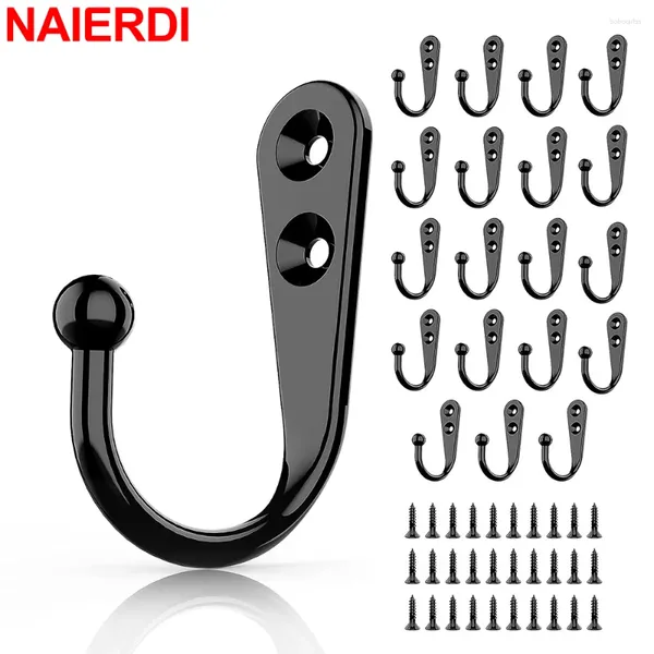 Ganci NAIERDI 20 Pezzi Appendiabiti Vintage Gancio Nero Appendiabiti da Parete in Metallo Piccolo con Viti per Appendere la Chiave del Cappello