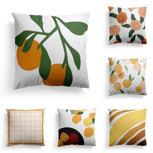 Travesseiro capa laranja frutas frescas caso casa carro fronhas sofá decoração travesseiros para quadrado s