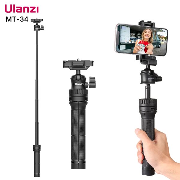 Monopoden Vijim Ulanzi MT34 81,5 cm Extenzierbares Stativ für Telefonkamera DSLR 2In1 Tripod Selfie Stick mit Telefonhalter Ballhead 1/4 '' Port