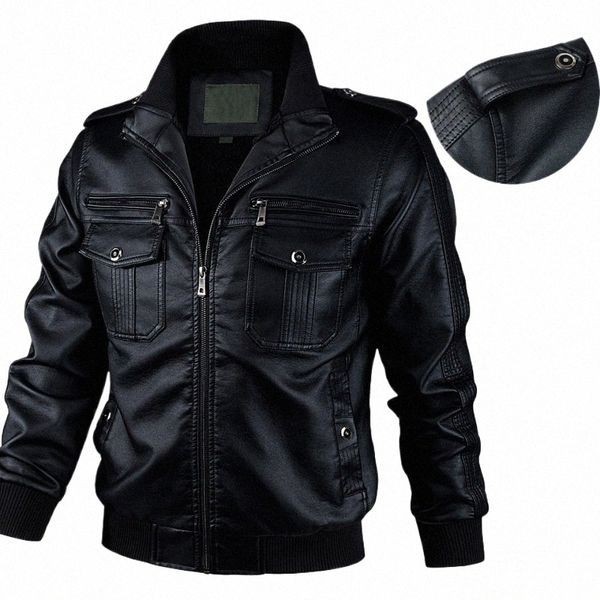 Xl-3xl Pu Giacca in pelle da uomo Moto Biker Giacca in pelle per il tempo libero Cappotto in pelle da uomo casual Capispalla nera Autunno Inverno Nuovo t4uJ #