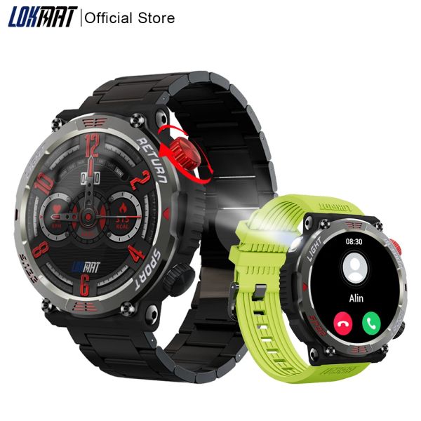 Orologi LOKMAT ZEUS 5 PRO Torcia Smart Watch Chiamate Bluetooth Orologio Fitness Tracker impermeabile Messaggio Push Smartwatch per il telefono