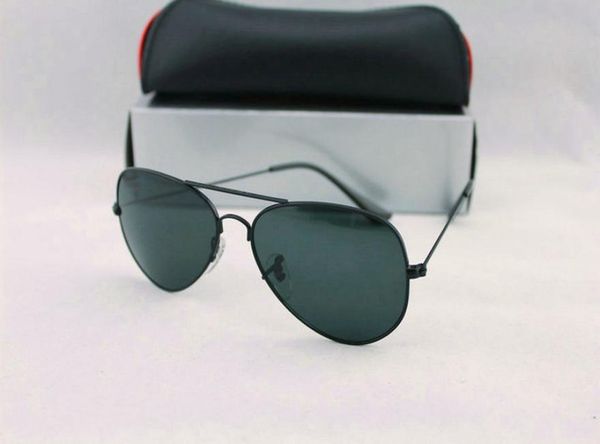 Yüksek kaliteli 10 adet Klasik Pilot Güneş Gözlüğü Tasarımcı Marka Erkek Kadın Gözlük Gözlükleri Altın Metal Yeşil 58mm 62mm Cam Lens44475276