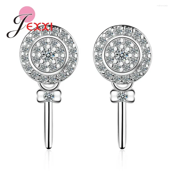 Brincos de parafuso prisioneiro bonito açúcar elegante cristal austríaco pendientes original 925 prata esterlina cz incrustação pavimentada brinco jóias navio rápido