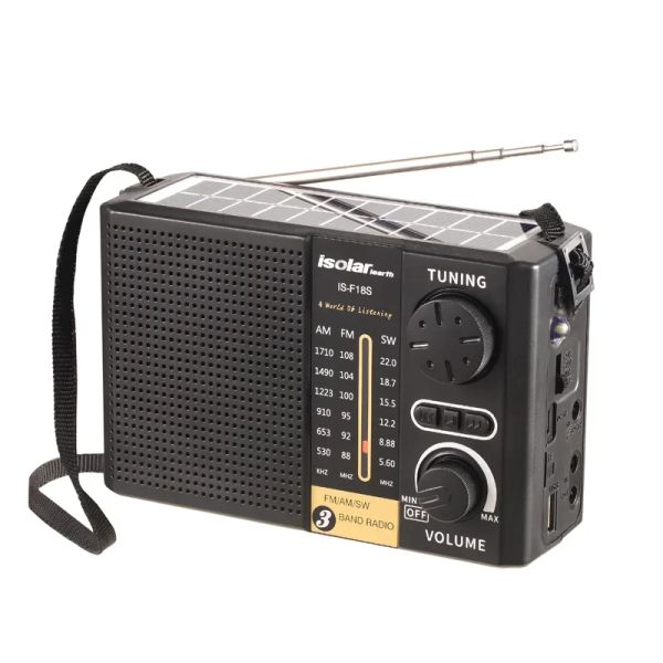 F18 BTS AM FM SW Muti-Band Radyo TF Kart USB Radyo LED Işık Kablosuz Hoparlör Pocket Güneş Paneli FM Radyo