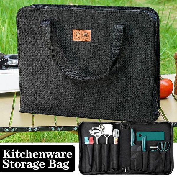 Sacos de armazenamento portátil ao ar livre saco de utensílios de cozinha preto chef faca profissional utensílios de cozinha carry case bolso de viagem