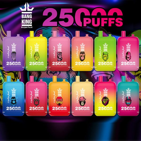 Bang King 25k Vape Box Descartável E Cigarros 25000 Puffs Dual Pods 23ml + 23ml Pods Pré-cheios Bateria Recarregável Dual Mesh Bobina Bang Vapor 12 Sabores