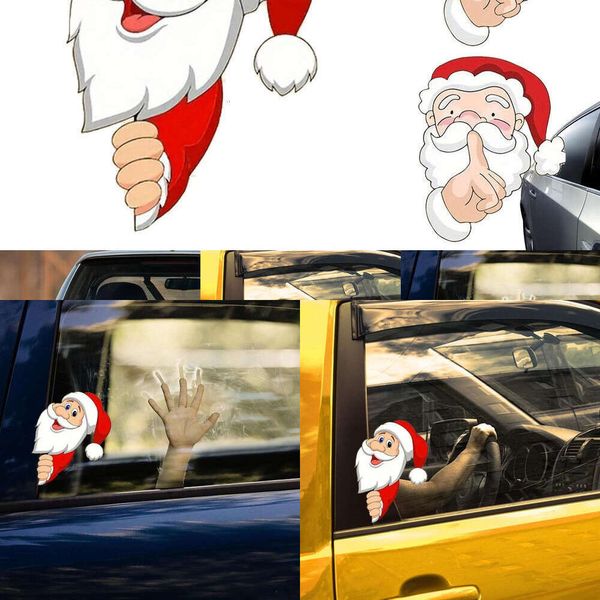 Atualização de Natal para adesivos de decoração automotiva adesivos engraçados decalque de Papai Noel janela de carro