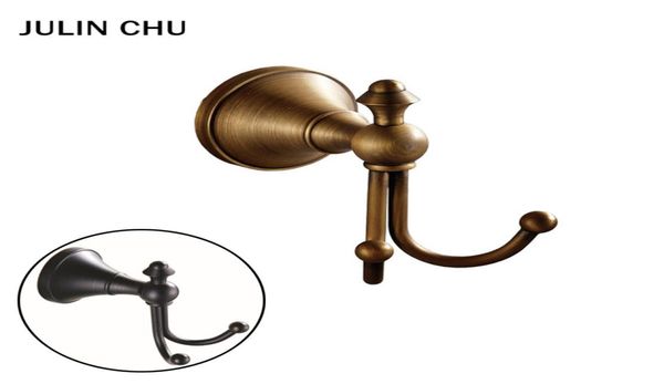 Gancho duplo antigo para banheiro, adesivo de parede preto, ganchos decorativos de bronze para roupas, gancho para chave, hardware de banheiro 5531945