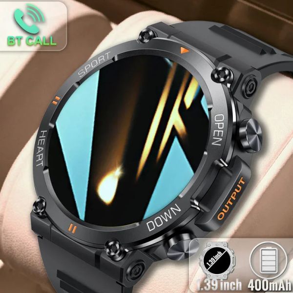 Relógios originais robusto relógio inteligente masculino para android xiaomi ios esportes relógios 1.39 ''bluetooth chamada à prova dwaterproof água smartwatch militar 2023