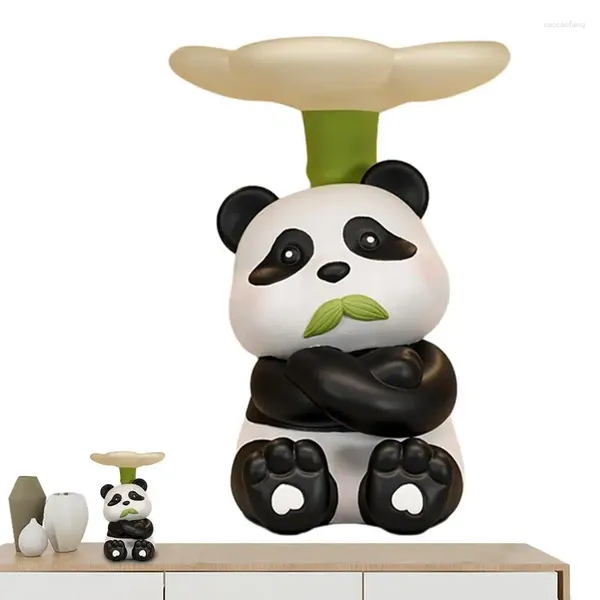 Estatuetas decorativas resina panda bandeja forma estátua ornamento organizando para desktop ornamentos atraentes sala de estar